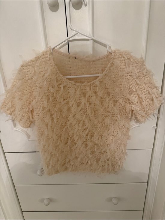 Zara Tops - Zara Beige Textured Short Sleeve Top
